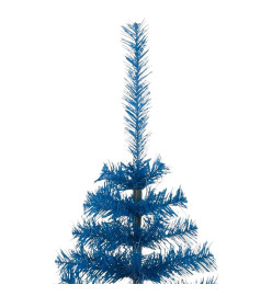 Demi sapin de Noël artificiel avec support Bleu 210 cm PVC