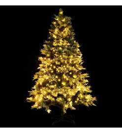 Sapin de Noël avec LED et pommes de pin Vert 195 cm PVC et PE