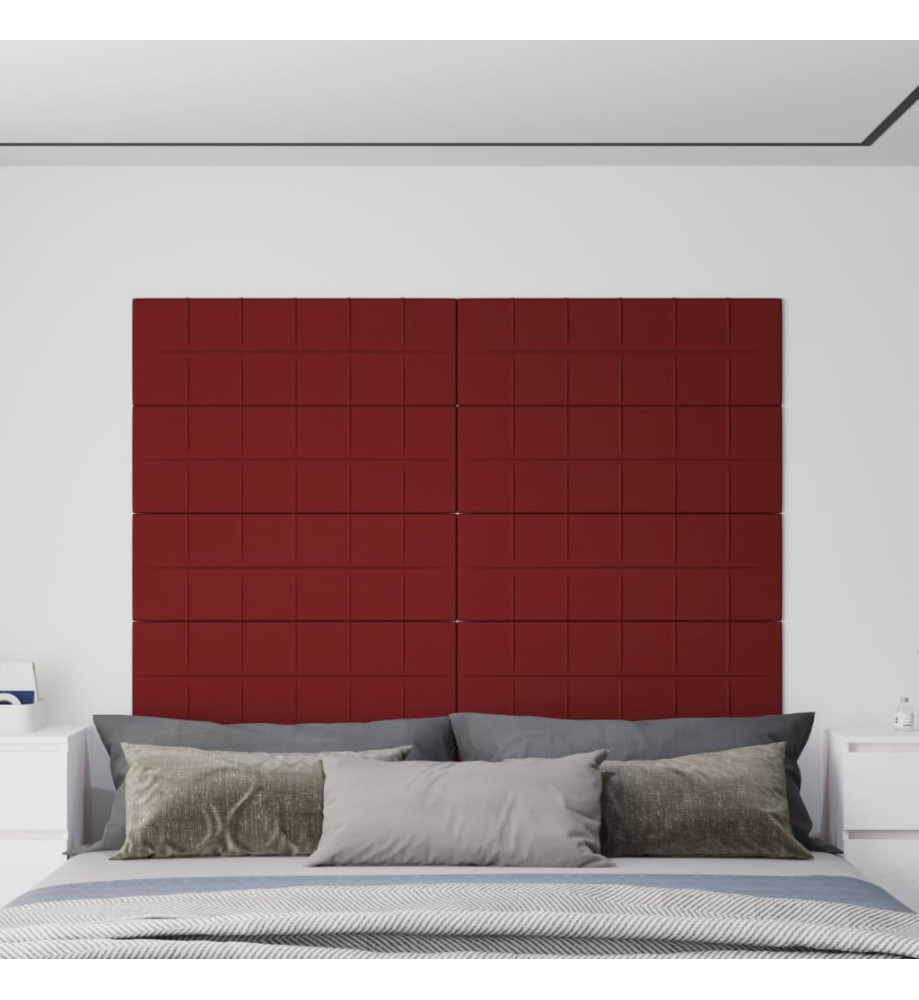 Panneaux muraux 12 pcs Rouge bordeaux 90x30 cm Tissu 3,24 m²