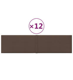 Panneaux muraux 12 pcs Marron 60x15 cm Tissu 1,08 m²