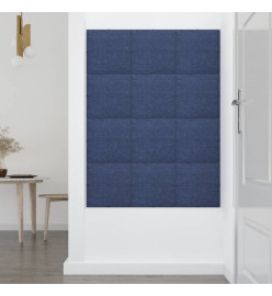 Panneaux muraux 12 pcs Bleu 30x30 cm Tissu 1,08 m²