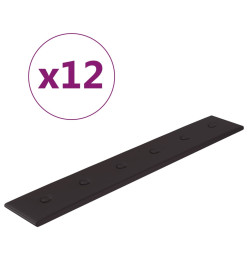 Panneaux muraux 12 pcs Noir 90x15 cm Similicuir 1,62 m²