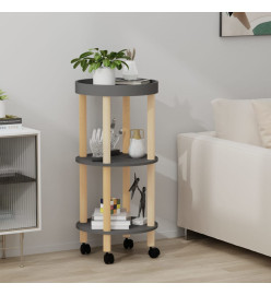 Chariot à 3 niveaux Gris 38x38x82 cm Bois d'ingénierie et pin