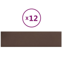 Panneaux muraux 12 pcs Marron 60x15 cm Similicuir 1,08 m²