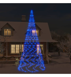 Sapin de Noël sur mât de drapeau 3000 LED Bleues 800 cm