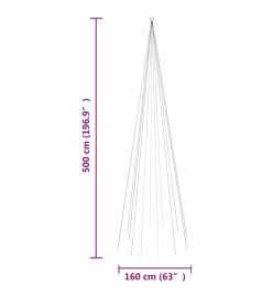 Sapin de Noël sur mât de drapeau 732 LED Colorées 500 cm