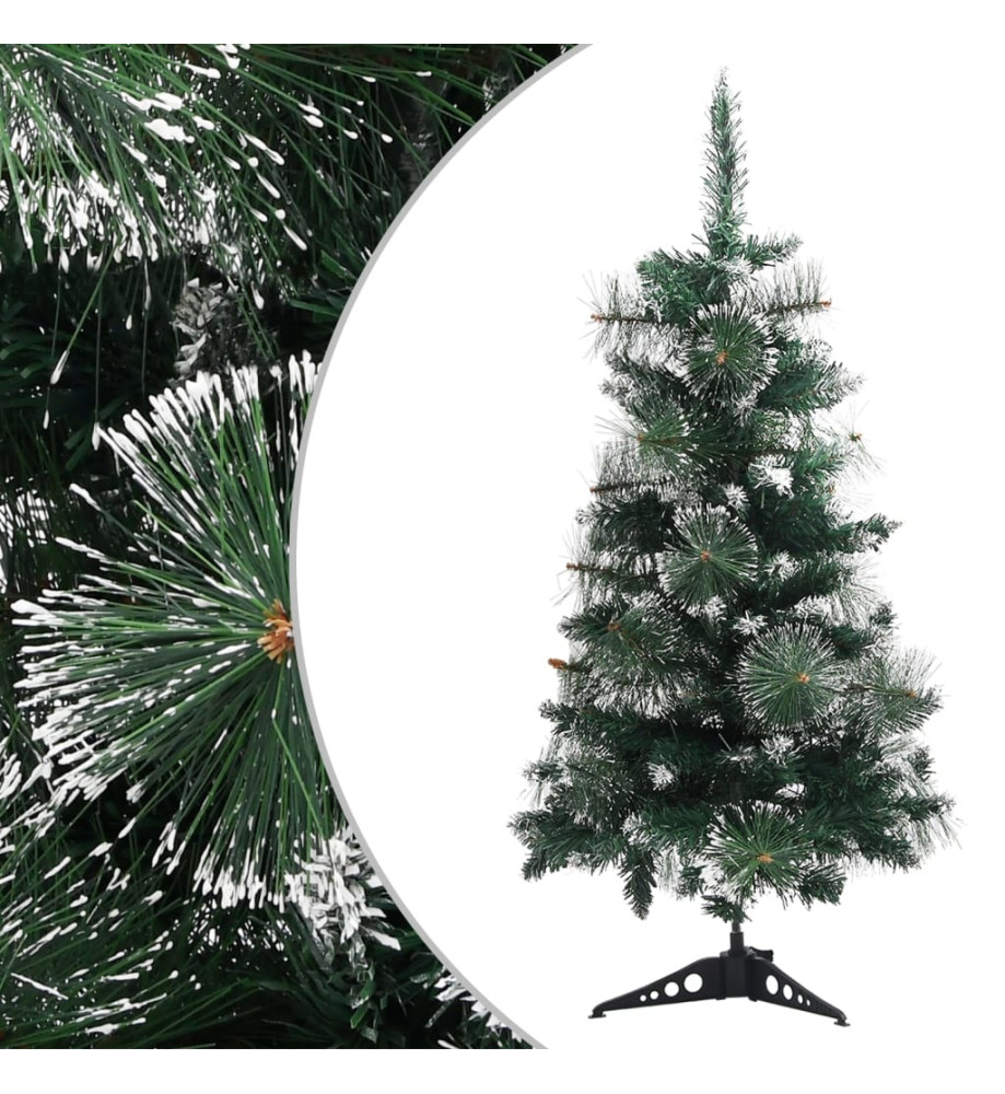 Sapin de Noël artificiel avec support Vert et blanc 90 cm PVC