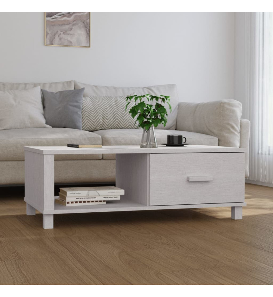 Table basse HAMAR Blanc 100x55x35 cm Bois massif de pin