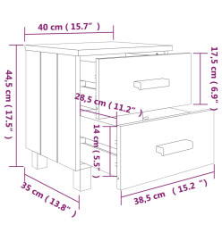 Table de chevet HAMAR Gris clair 40x35x44,5 cm Bois pin massif