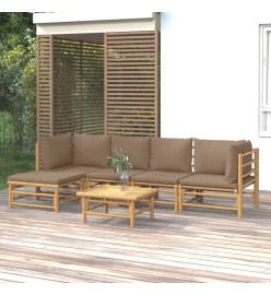 Salon de jardin 6 pcs avec coussins taupe bambou