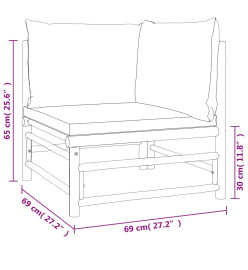 Salon de jardin 6 pcs avec coussins taupe bambou
