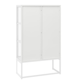 Buffet haut Blanc 80x35x135 cm Acier et verre trempé