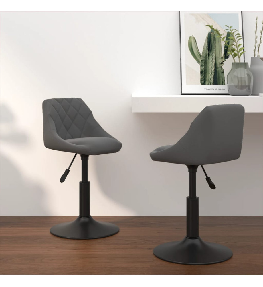 Chaises pivotantes à dîner 2 pcs Gris foncé Velours