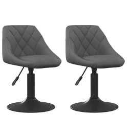 Chaises pivotantes à dîner 2 pcs Gris foncé Velours