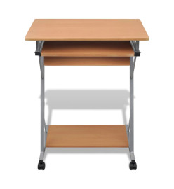 Bureau d'ordinateur avec plateau à clavier coulissant Marron
