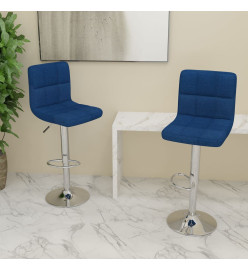 Tabourets de bar lot de 2 bleu tissu