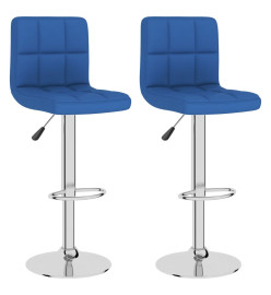 Tabourets de bar lot de 2 bleu tissu