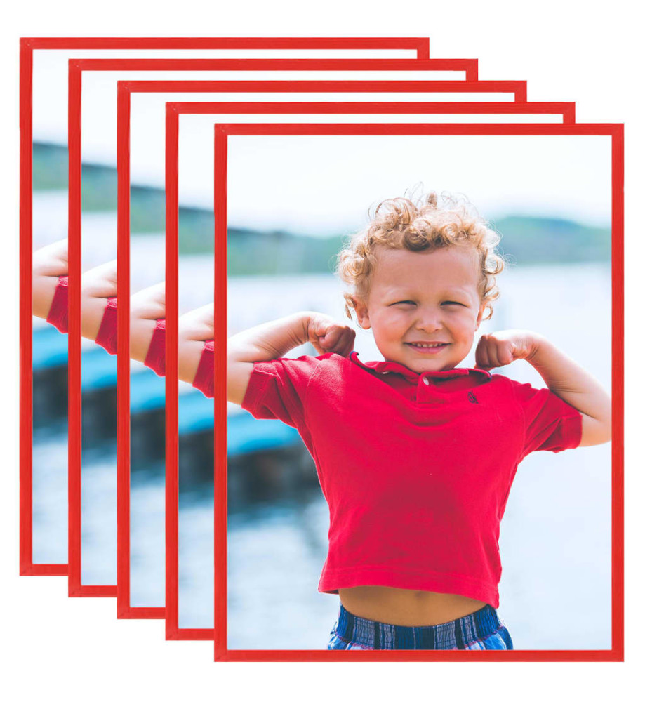 Collage de cadres photo 5 pcs au mur table Rouge 50x60 cm MDF