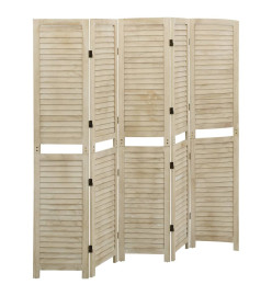 Cloison de séparation 5 panneaux 175x165 cm Bois de Paulownia