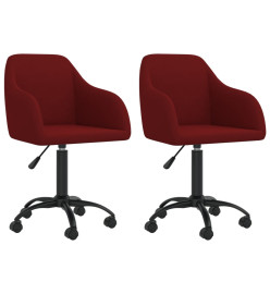 Chaises à manger pivotantes lot de 2 rouge bordeaux velours