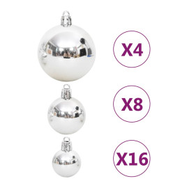 Ensemble de boules de Noël 108 pcs Argenté et blanc