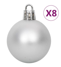 Ensemble de boules de Noël 108 pcs Argenté et blanc