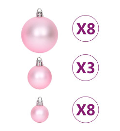 Ensemble de boules de Noël 65 pcs Rose / Rouge / Blanc