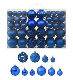 Ensemble de boules de Noël 100 pcs Bleu