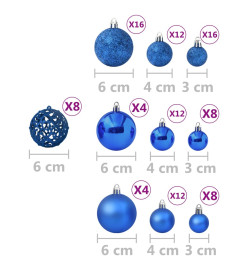 Ensemble de boules de Noël 100 pcs Bleu