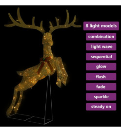 Renne volant de décoration de Noël 120 LED Doré blanc chaud