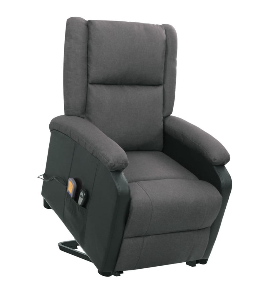 Fauteuil de massage inclinable Gris foncé Tissu