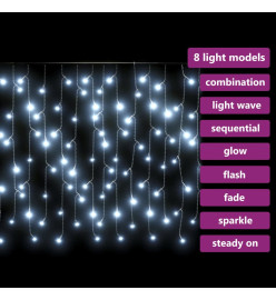 Rideau lumineux à glaçons LED 10m 400LED Blanc froid 8fonctions