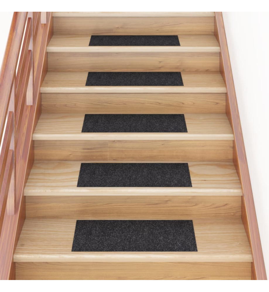 Tapis d'escalier autocollants Rectangulaire 15 pcs 60x25cm Noir