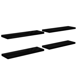 Étagère murale flottante 4 pcs Noir brillant 120x23,5x3,8cm MDF