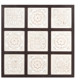 Panneau mural sculpté à la main MDF 60x60x1,5cm Marron et blanc