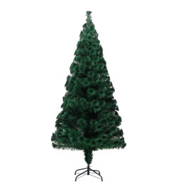 Sapin de Noël artificiel avec support vert 210 cm fibre optique