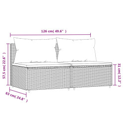 Canapés centraux de jardin et coussins 2pcs Gris Résine tressée