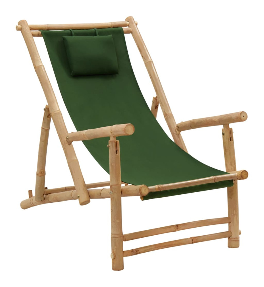 Chaise de terrasse Bambou et toile Vert