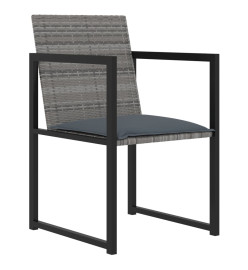 Mobilier à dîner de jardin 9pcs et coussins Résine tressée Gris