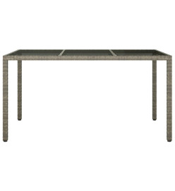 Table de jardin 150x90x75cm Verre trempé et résine tressée Gris