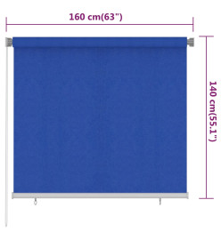 Store roulant d'extérieur 160x140 cm Bleu PEHD