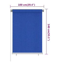 Store roulant d'extérieur 100x140 cm Bleu PEHD