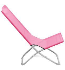 Chaises de plage pliables 2 pcs Rose Tissu