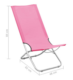 Chaises de plage pliables 2 pcs Rose Tissu