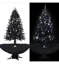 Arbre de Noël neigeux avec base de parapluie Noir 190 cm PVC