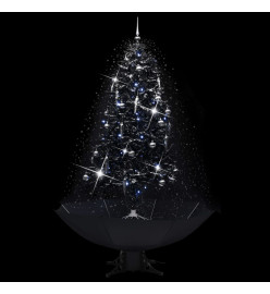 Arbre de Noël neigeux avec base de parapluie Noir 190 cm PVC