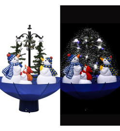 Arbre de Noël neigeux avec base de parapluie Bleu 75 cm PVC