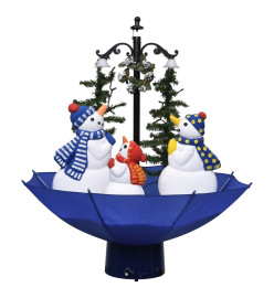 Arbre de Noël neigeux avec base de parapluie Bleu 75 cm PVC