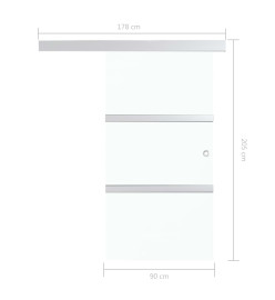 Porte coulissante à butées Verre ESG et aluminium 90x205 cm