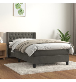 Lit à sommier tapissier et matelas Gris foncé 90x200 cm Velours